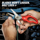 Milwaukee Electrician Snips, 2 in Blade, Bolt Lock, Forged Blades