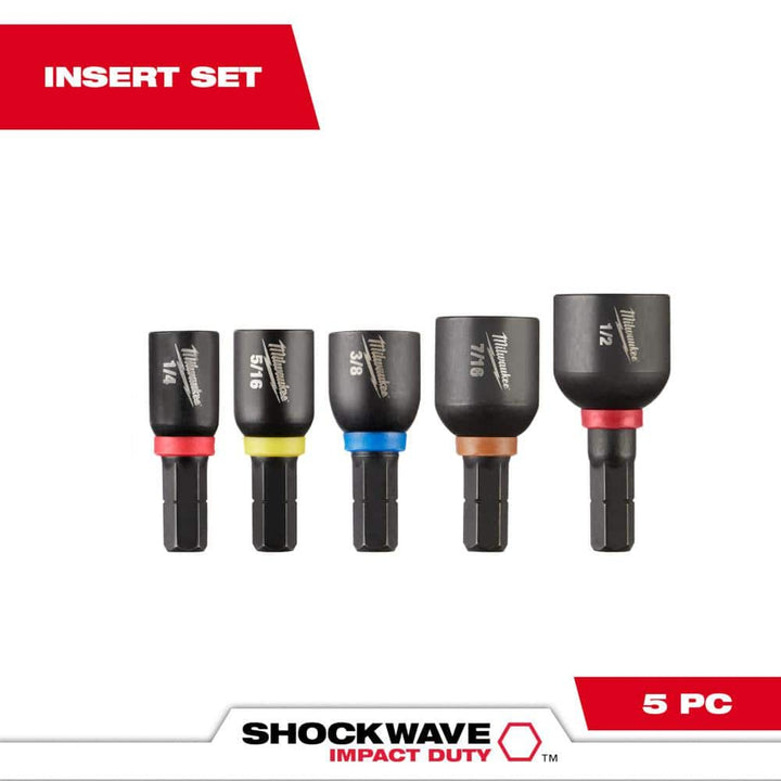 Milwaukee SHOCKWAVE Impact Duty Magnetic Insert Nut Driver Set, 5-Piece (1/4, 5/16, 3/8, 7/16, 1/2 in.)