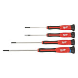 Milwaukee 4-Piece Precision Screwdriver Set, Phillips #1 & Slotted 1/8", 3/32", 1/16"
