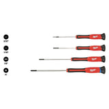 Milwaukee 4-Piece Precision Screwdriver Set, Phillips #1 & Slotted 1/8", 3/32", 1/16"