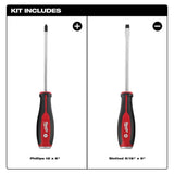 Milwaukee Demo Combination Screwdriver Drivers with Steel Caps, 2-Piece Set (Phillips #2 & Slotted 5/16 in.)