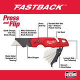 Milwaukee 12-Piece Screwdriver Set with FASTBACK Folding Utility Knife (Blade Storage) & Compact FASTBACK Utility Knife