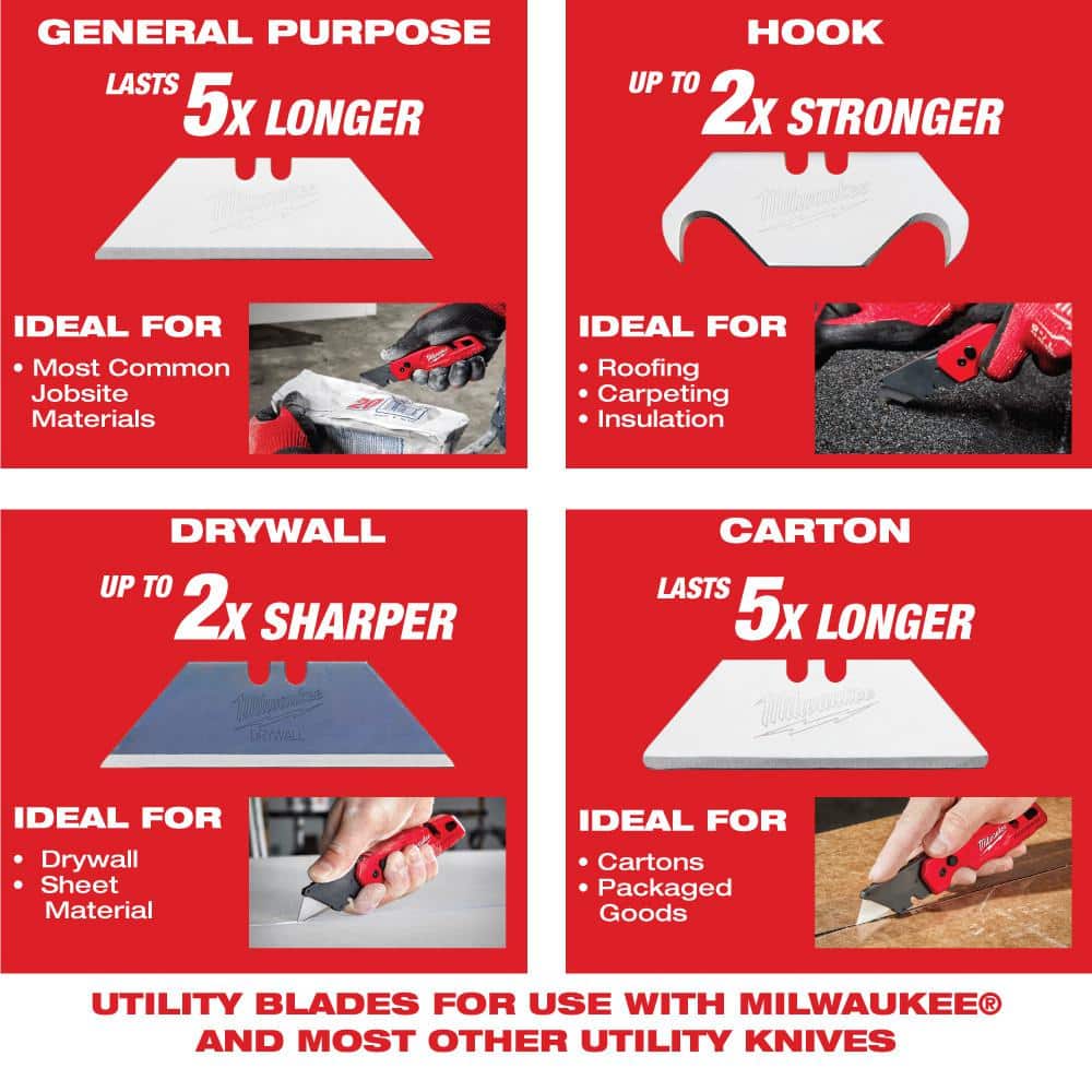 Milwaukee 12-Piece Screwdriver Set with FASTBACK Folding Utility Knife (Blade Storage) & Compact FASTBACK Utility Knife