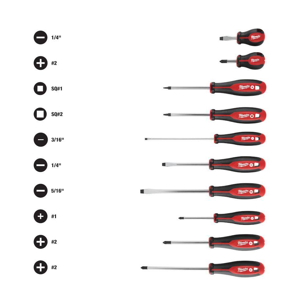 Milwaukee 12-Piece Screwdriver Set with FASTBACK Folding Utility Knife (Blade Storage) & Compact FASTBACK Utility Knife