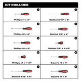 Milwaukee 12-Piece Screwdriver Set with FASTBACK Folding Utility Knife (Blade Storage) & Compact FASTBACK Utility Knife