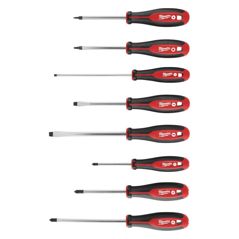 Milwaukee Screwdriver Set with Tri‑Lobe Handles, Magnetic Tips (8‑Piece)