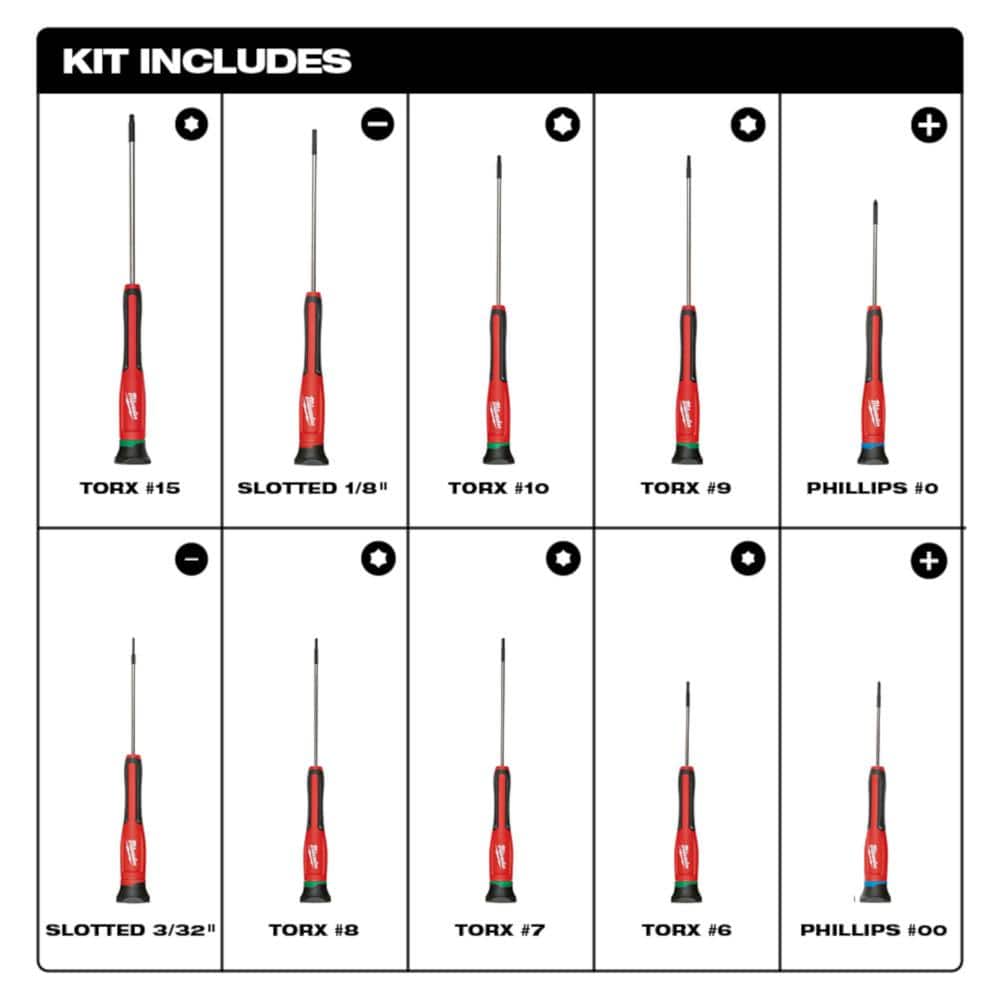 Milwaukee Screwdriver Set with Precision Screwdriver Set, Magnetic Tips (16-Piece)