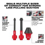 Milwaukee AIR-TIP 1-1/4 in. to 2-1/2 in. Conduit Line Puller Attachment for Wet/Dry Shop Vacuums (3-Piece)