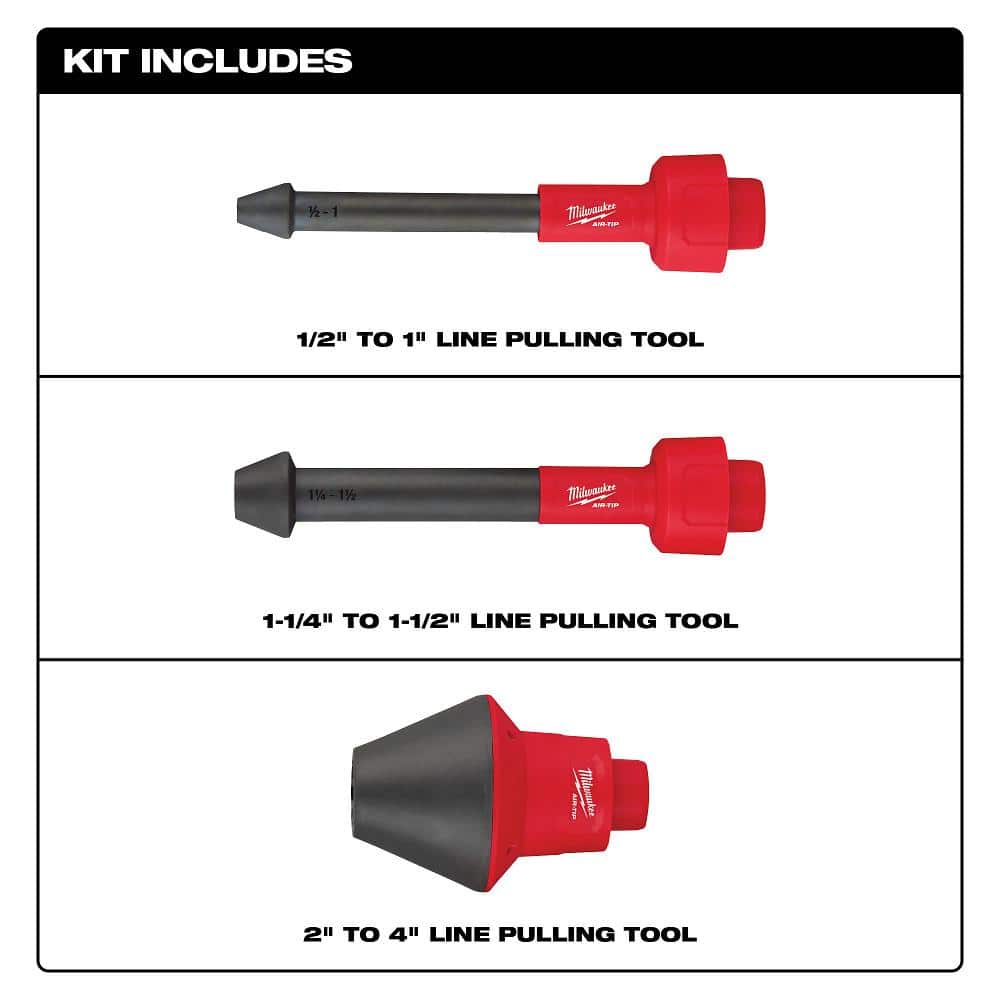 Milwaukee AIR-TIP 1-1/4 in. to 2-1/2 in. Conduit Line Puller Attachment for Wet/Dry Shop Vacuums (3-Piece)