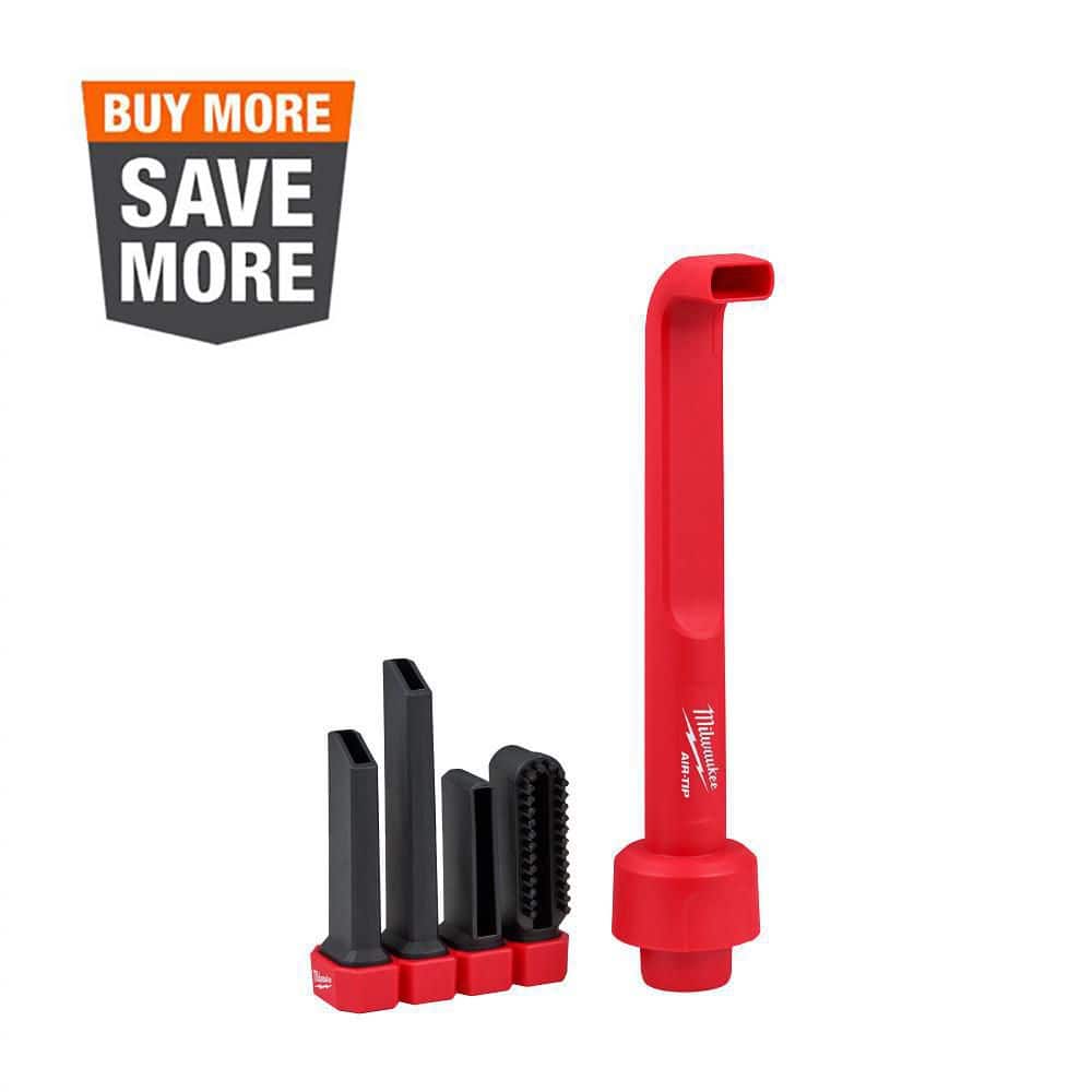Milwaukee AIR-TIP 1-1/4 in. to 2-1/2 in. 4-in-1 Right Angle Tool & Brush Wet/Dry Shop Vacuum Attachment with Bag (5-Piece)