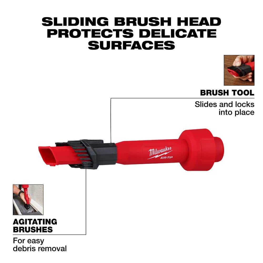 Milwaukee AIR-TIP 1-1/4 in. to 2-1/2 in. 2-in-1 Utility Brush Attachment for Wet/Dry Shop Vacuums (1-Piece)