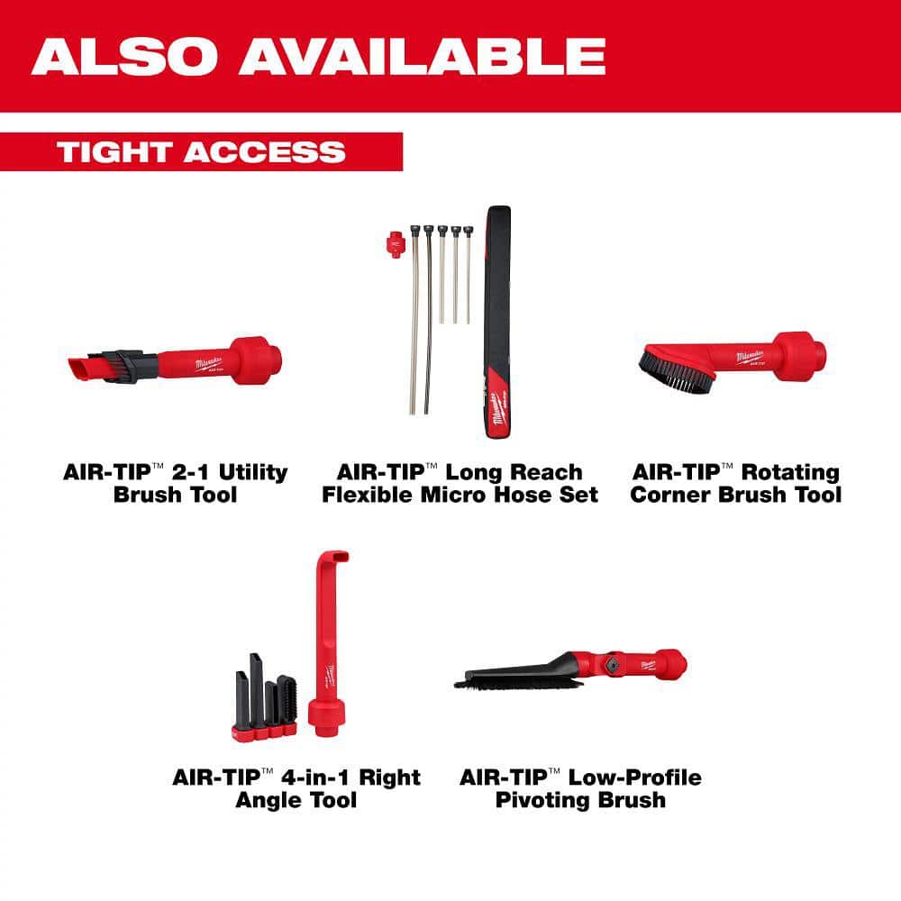 Milwaukee AIR-TIP 1-1/4 in. to 2-1/2 in. 2-in-1 Utility Brush Attachment for Wet/Dry Shop Vacuums (1-Piece)
