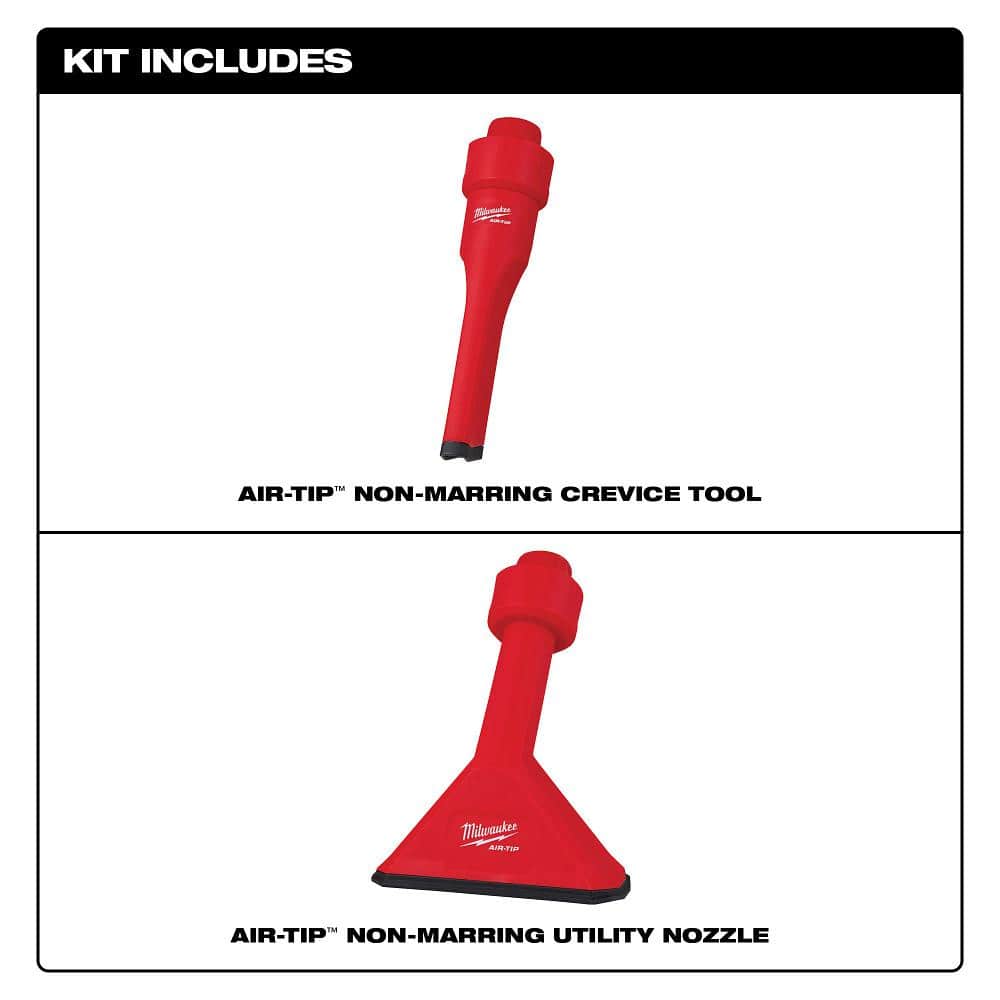 Milwaukee AIR-TIP 1-1/4 in. to 2-1/2 in. Non-Marring Crevice Tool & Utility Nozzle Kit for Wet/Dry Shop Vacuums (2-Piece)