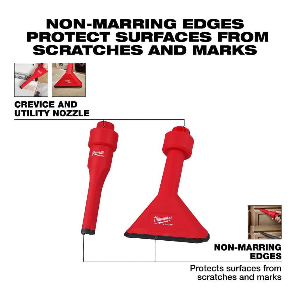 Milwaukee AIR-TIP 1-1/4 in. to 2-1/2 in. Non-Marring Crevice Tool & Utility Nozzle Kit for Wet/Dry Shop Vacuums (2-Piece)