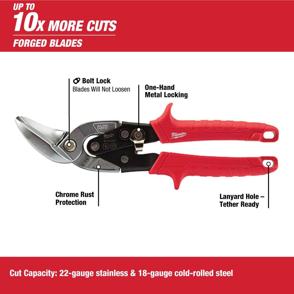 Milwaukee Left and Right Offset Aviation Snips, Forged Blades (2-Pack)