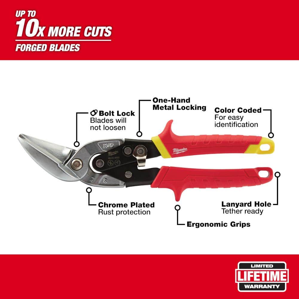 Milwaukee 10 in. Straight-Cut Offset Aviation Snips (Model 48-22-4532)