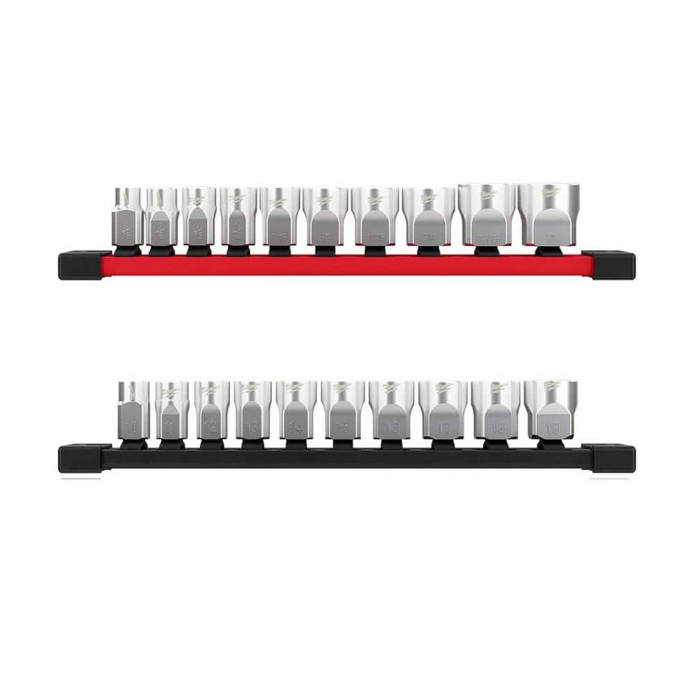 Milwaukee 3/8 in. SAE & Metric Low Profile 6-Point Socket Set with FOUR FLAT Sides, 20-Piece