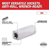Milwaukee 3/8 in. Drive SAE & Metric Deep Well 6‑Point Socket Set, FOUR FLAT Sides, Chrome Finish (20-Piece)
