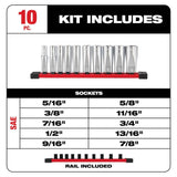 Milwaukee 3/8 in. Drive SAE & Metric Deep Well 6‑Point Socket Set, FOUR FLAT Sides, Chrome Finish (20-Piece)
