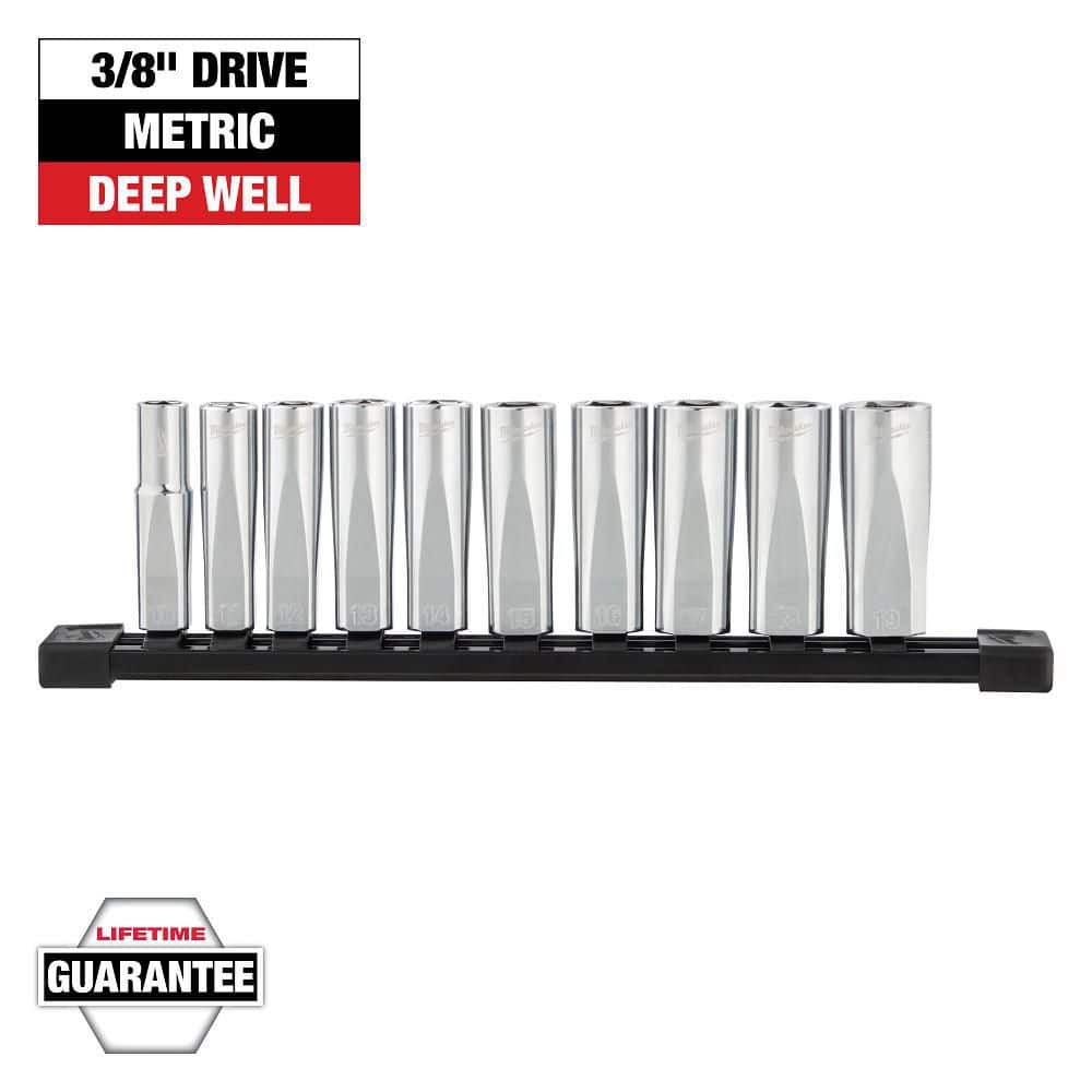 Milwaukee 3/8 in. Drive Metric Deep Well 6-Point Socket Set, 10-Piece