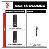 Milwaukee SHOCKWAVE Impact Duty 3/8 in. Drive Deep Well Socket Set (3-Pack)