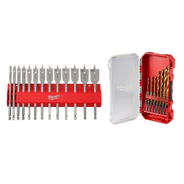 Milwaukee High Speed Wood Spade Bit Set with SHOCKWAVE Titanium Drill Bit Set (28-Piece)