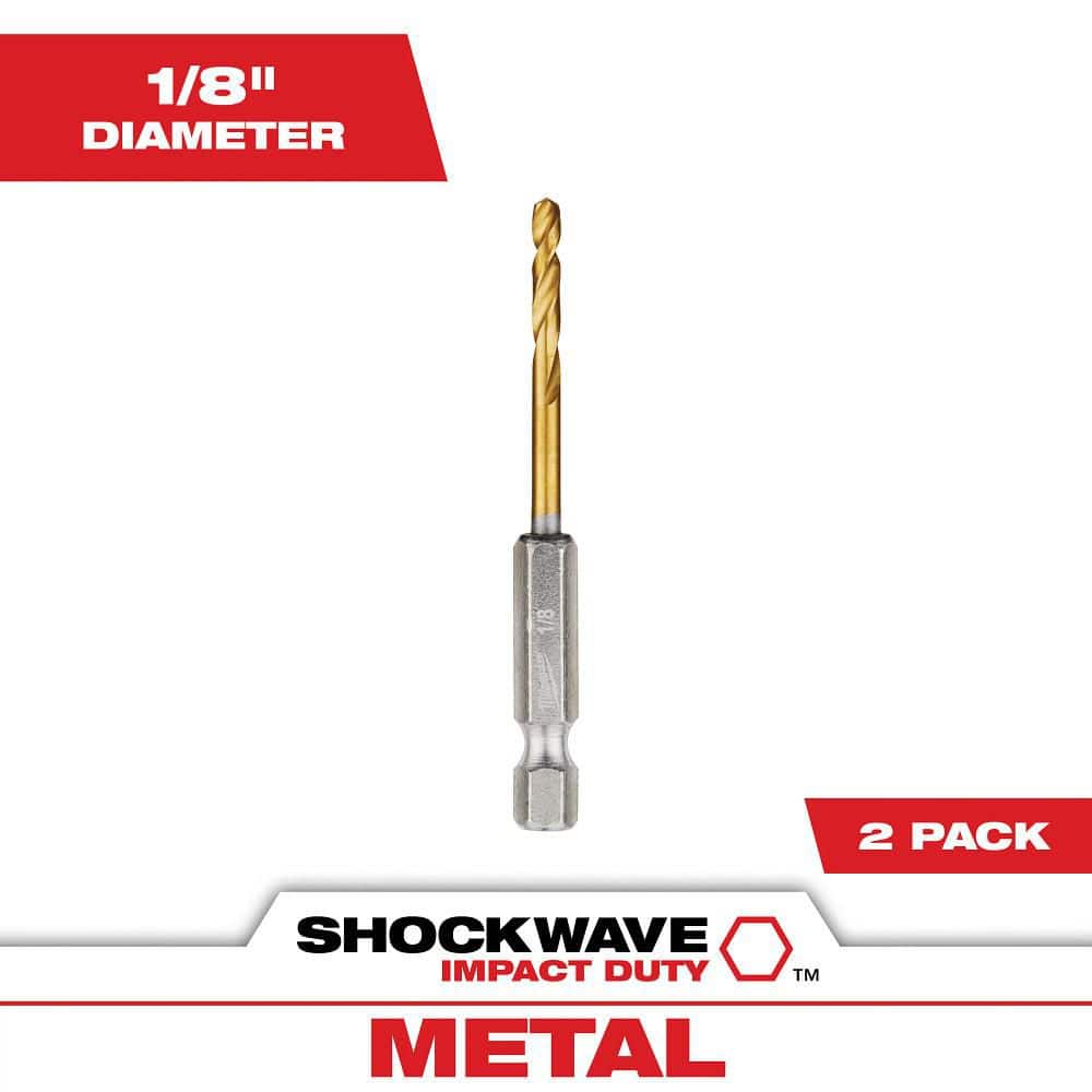 Milwaukee SHOCKWAVE 1/8 in. RED HELIX Titanium Twist Drill Bit (2-Pack)