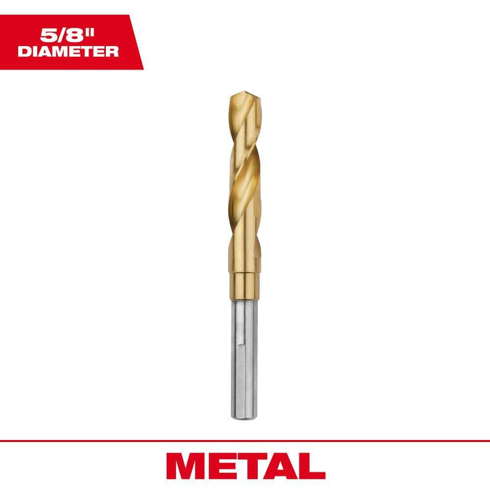 Milwaukee 5/8 in. Titanium Silver & Deming Drill Bit, 6 in. Length, 1/2 in. 3-Flat Shank
