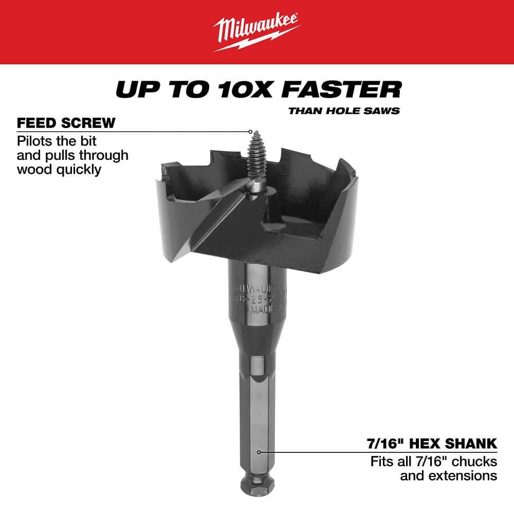 Milwaukee Selfeed High-Speed Steel Wood Boring Bit Set, 7-Piece (Model 49-22-0065)