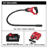 Milwaukee M18 FUEL 18V Brushless Cordless 4 ft. Concrete Pencil Vibrator Kit with (1) HIGH OUTPUT XC6.0 Battery & Rapid Charger