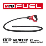 Milwaukee M18 FUEL 18V Brushless Cordless 8 ft. Concrete Pencil Vibrator Kit with (2) 6.0Ah Batteries