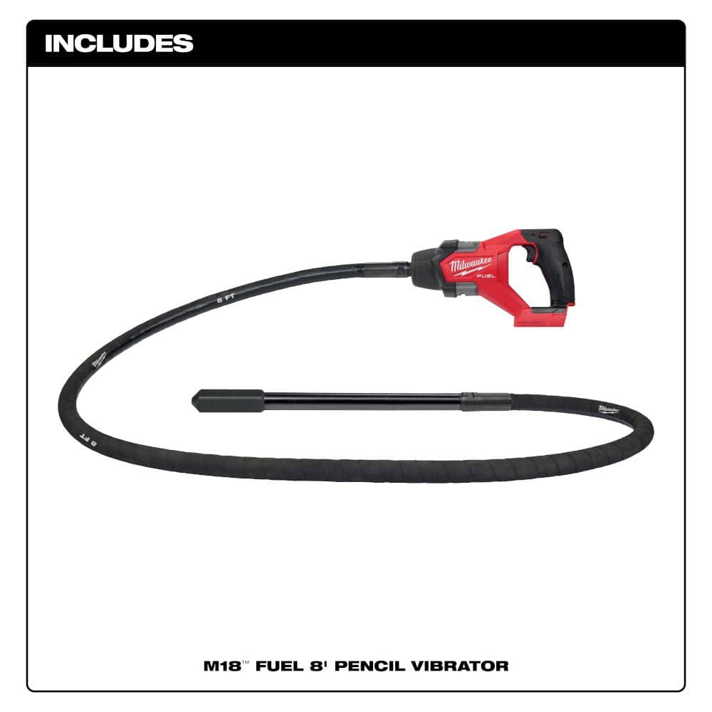 Milwaukee M18 FUEL 18V Brushless Cordless 8 ft. Concrete Pencil Vibrator Kit with (2) 6.0Ah Batteries