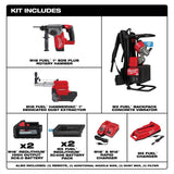 Milwaukee MX FUEL Lithium-Ion Cordless Concrete Vibrator Kit with M18 FUEL 1 in. SDS-Plus Rotary Hammer/Dust Extractor Kit