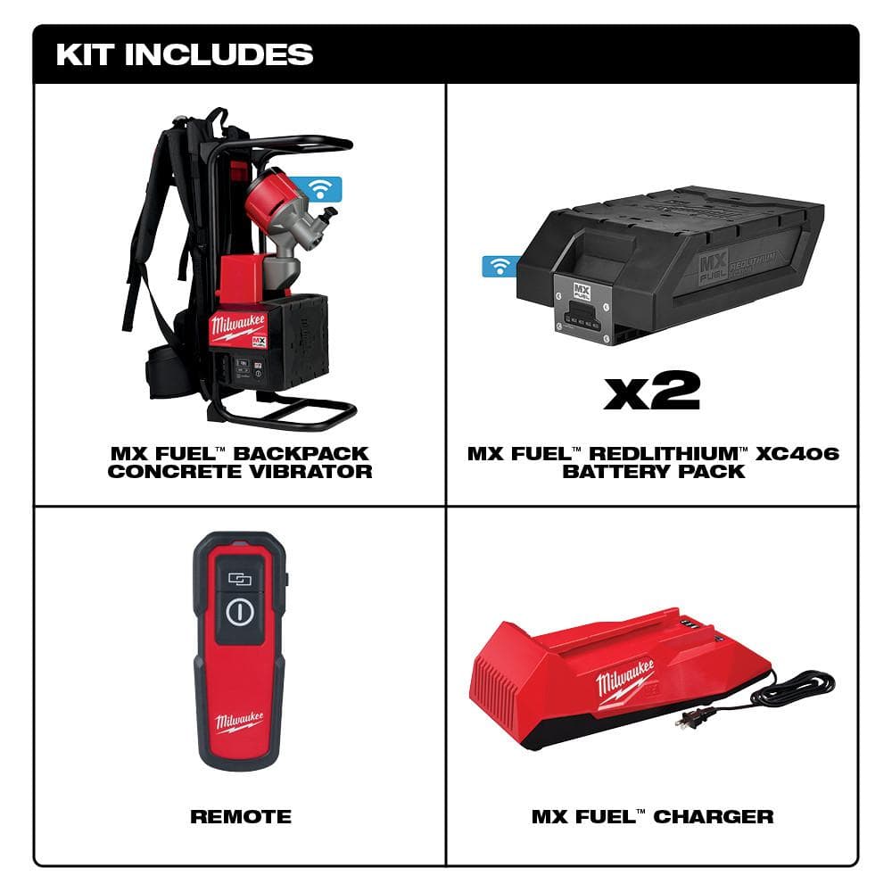 Milwaukee MX FUEL Lithium‑Ion Cordless Concrete Vibrator Kit with (2) Batteries and Charger, Model MXF371-2XC