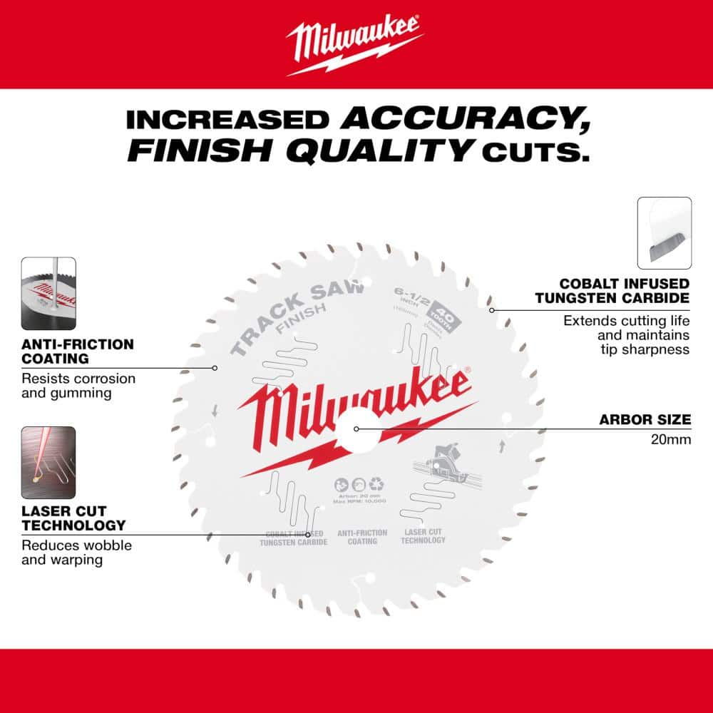 Milwaukee 6-1/2 in. Assorted Carbide Track Saw Blades (3-Piece)