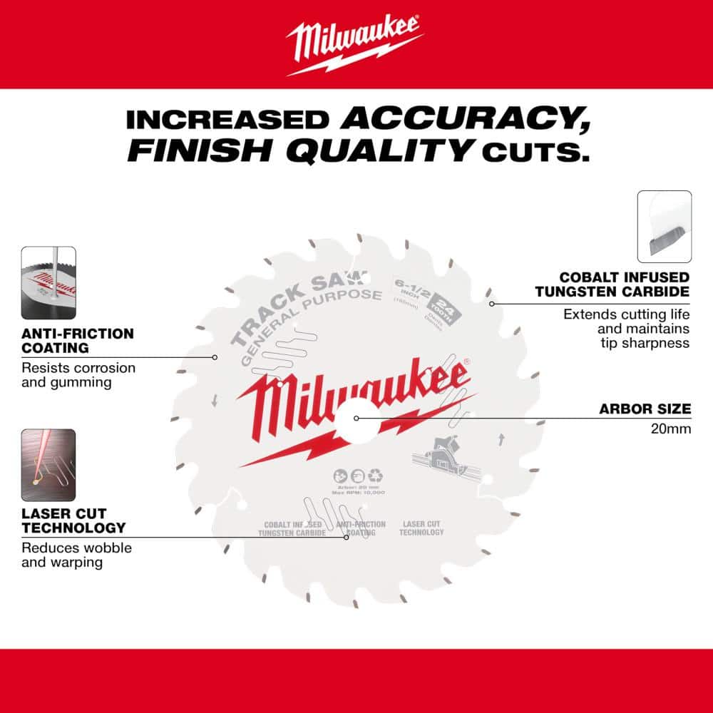 Milwaukee 6-1/2 in. Assorted Carbide Track Saw Blades (3-Piece)