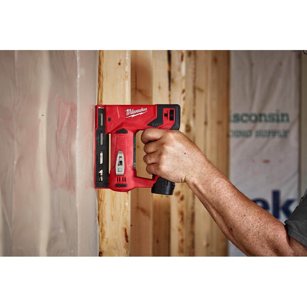 Milwaukee M12 12V Lithium‑Ion Cordless 3/8 in. Crown Stapler Combo with 6.0Ah XC Battery Pack (2 Tools)