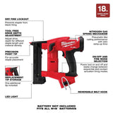 Milwaukee M18 FUEL Brushless Cordless 18‑Gauge 1/4 in. Narrow Crown Stapler with M18 FUEL 18‑Gauge Brad Nailer (Tool‑Only)