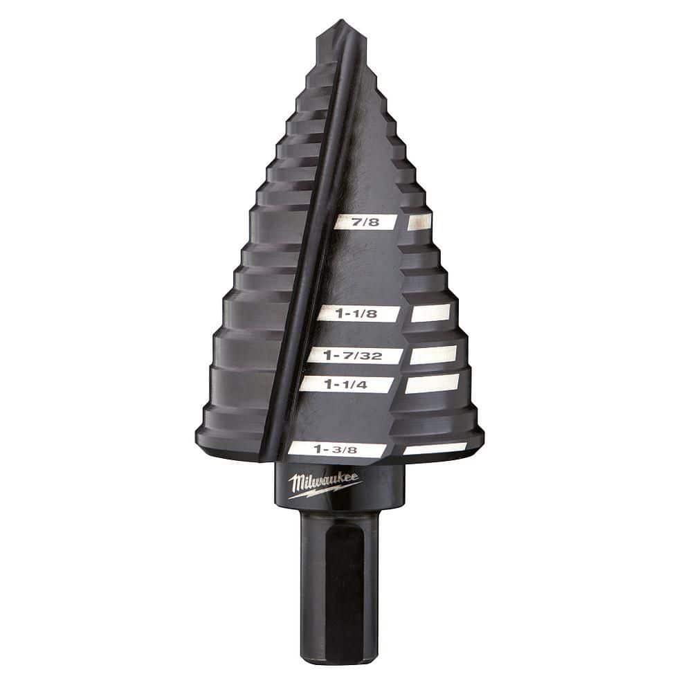 Milwaukee #12 Step Drill Bit, 7/8 in. to 1-3/8 in., Black Oxide, 12-Step