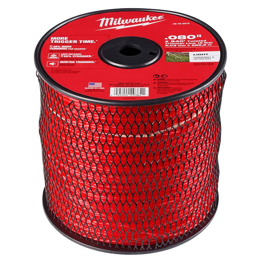 Milwaukee 0.080 in. x 940 ft. Twisted Trimmer Line Spool