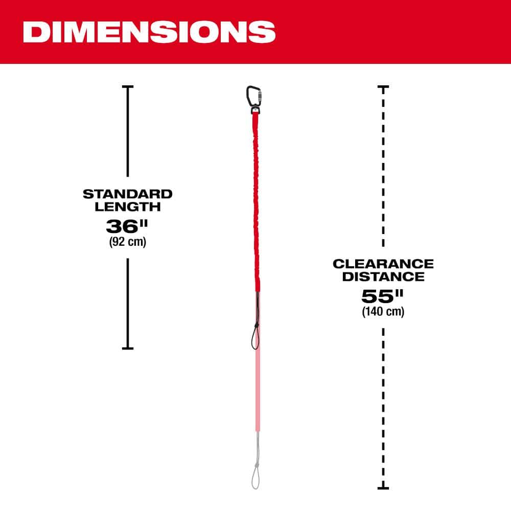 Milwaukee 10 lb Locking Tool Lanyard, 36 in – Red, Nylon/Stainless Steel (1-Pack)