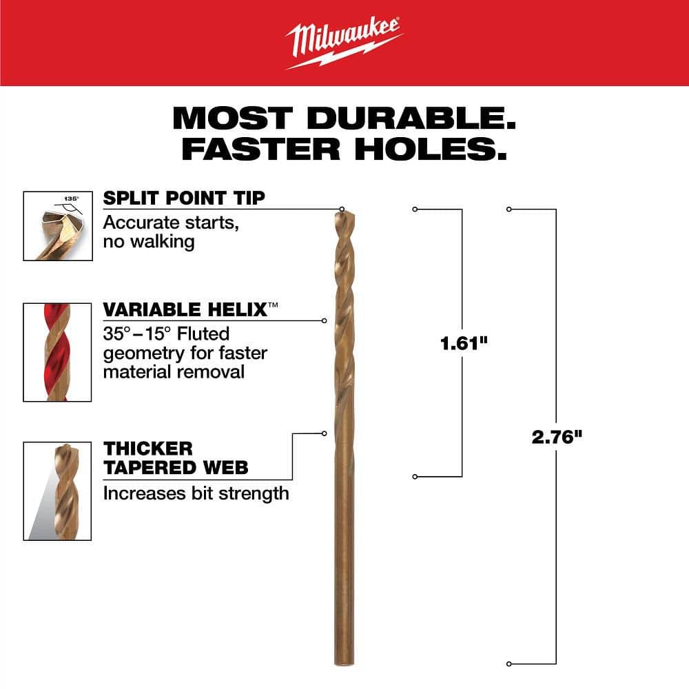 Milwaukee 1/8 in. Cobalt RED HELIX Twist Drill Bit (48-89-2305)