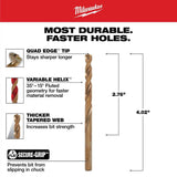 Milwaukee 1/4 in. Cobalt RED HELIX Twist Drill Bit, 4 in Length