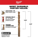 Milwaukee RED HELIX Cobalt Twist Drill Bit, 3/8 in. Diameter, 5 in. Length