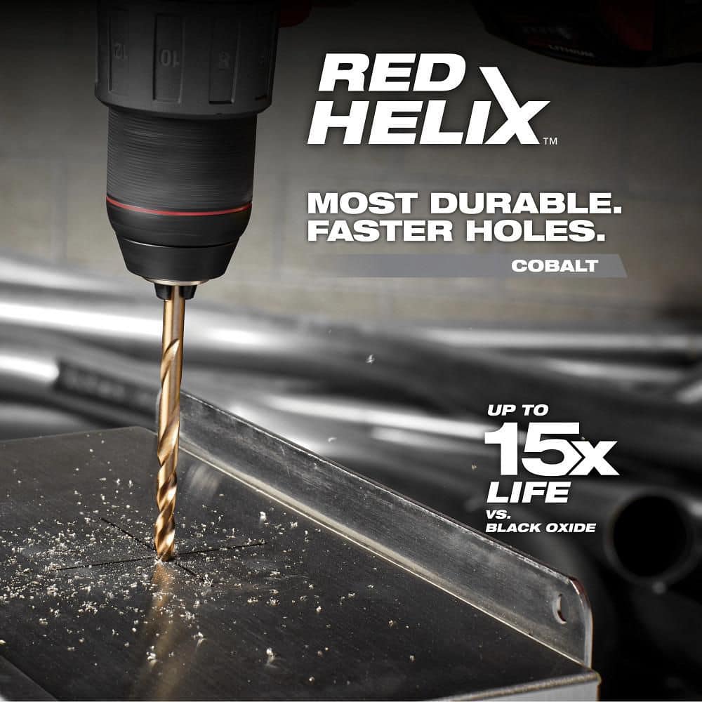 Milwaukee 1/2 in. Cobalt RED HELIX Twist Drill Bit, 6 in Length, 3-Flat Shank
