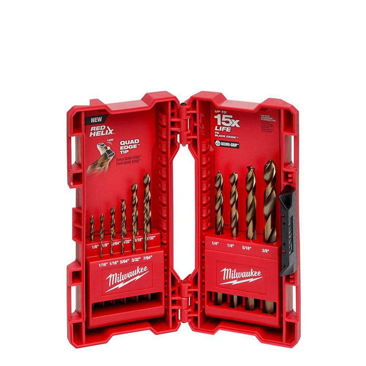 Milwaukee Cobalt RED HELIX Twist Drill Bit Set for Drill Drivers, 15-Piece (Model 48-89-2331)