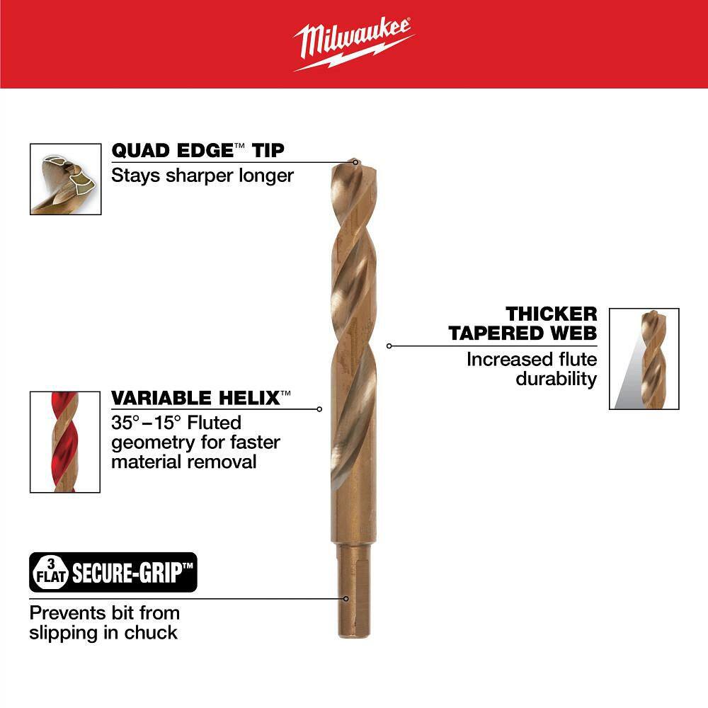 Milwaukee Cobalt RED HELIX Twist Drill Bit Set for Drill Drivers, 29-Piece (3-Flat Shank)