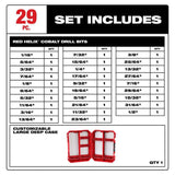 Milwaukee Cobalt RED HELIX Twist Drill Bit Set for Drill Drivers, 29-Piece (3-Flat Shank)