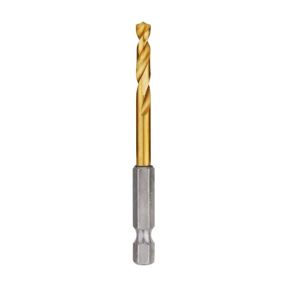 Milwaukee SHOCKWAVE 3/16 in. Titanium Twist Drill Bit, 3 in Length, 1/4 in Hex Shank