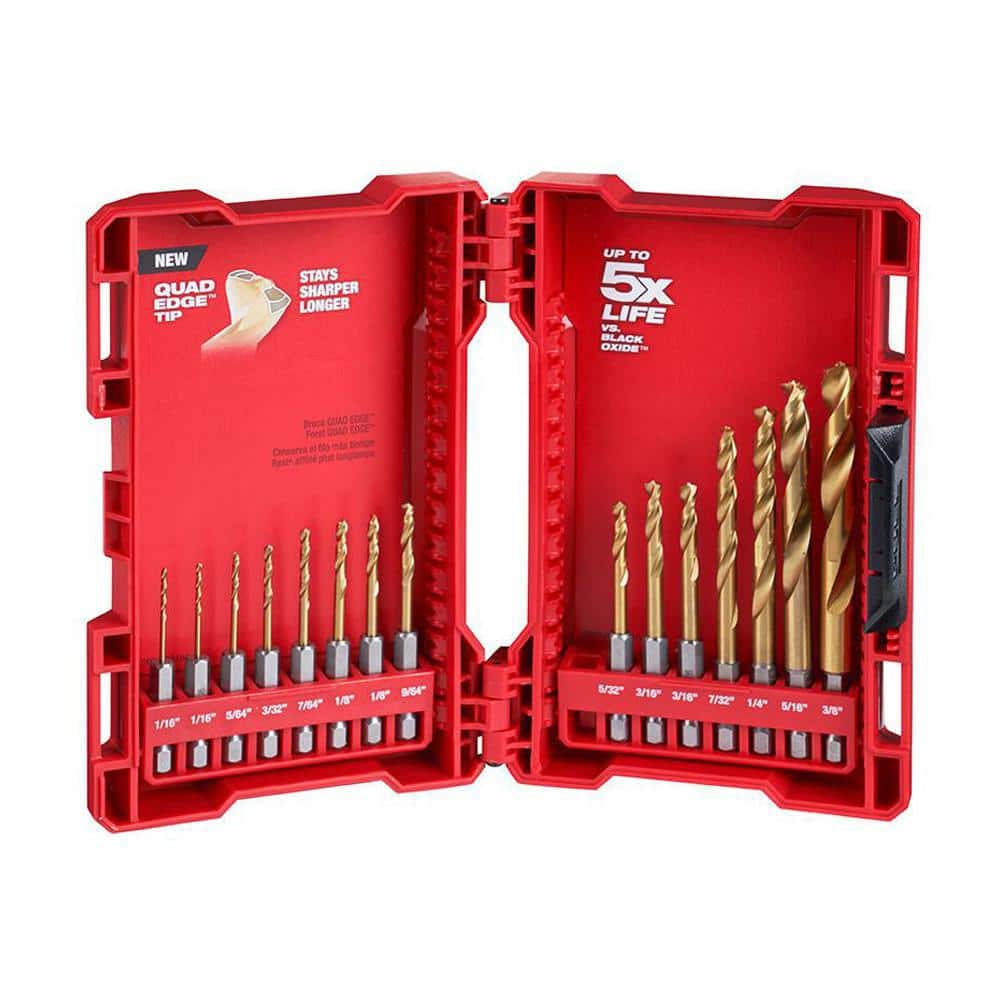 Milwaukee SHOCKWAVE Impact Duty RED HELIX Titanium Twist Drill Bit Set (15-Piece)